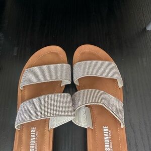 Women's Brown Sandals with Silver Straps